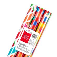 75 Sq. ft. All Occasion Multi-Roll Wrapping Paper, Birthday Icons (3-Rolls)