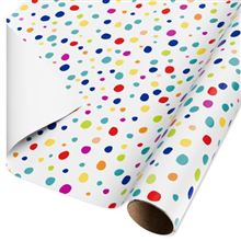 20 Sq. ft. White All Occasion Wrapping Paper, Bold Dots