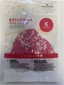 Balloon Happy Birthday Pink 6ct