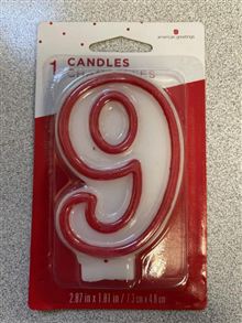 Birthday Numeral Candle 9