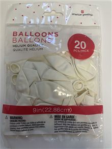 Balloons 9 White 20ct
