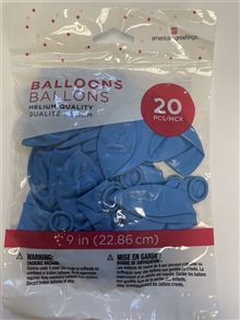 Balloons 9 Light Blue 20ct
