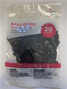 Balloons 9 Black 20ct