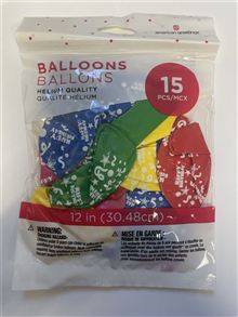 Balloons 12 Happy Birthday 15ct