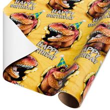 20 Sq. ft. Birthday Wrapping Paper for Kids, Dinosaur