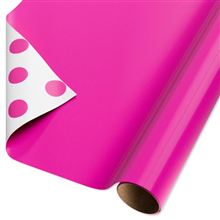 20 Sq. ft. Reversible Wrapping Paper, All Occasion, Pink Polka Dots