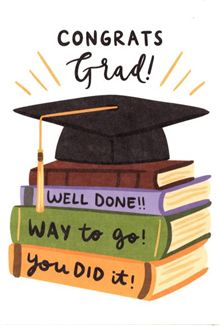 Stack of Books w Grad Hat