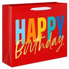 10 Red Horizontal Birthday Gift Bag, Script