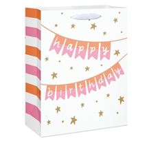 12.75 in. Large White Birthday Gift Bag for Her