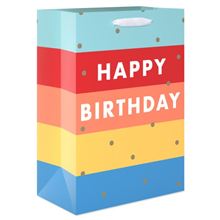 10 in. Medium Birthday Gift Bag, Multi-color Stripes