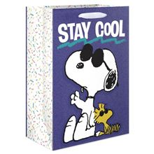Blue Medium Snoopy and Woodstock Gift Bag