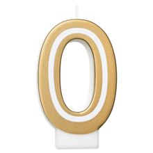 Gold Birthday Number Candle, Number 0