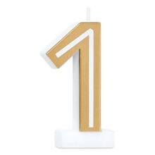 Gold Birthday Number Candle, Number 1