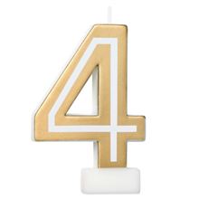 Gold Birthday Number Candle, Number 4