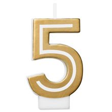 Gold Birthday Number Candle, Number 5