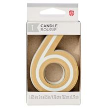 Gold Birthday Number Candle, Number 6