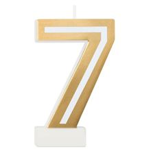 Gold Birthday Number Candle, Number 7