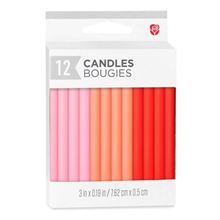 Birthday Candles, Long Thin Assorted Warm Colors (12-Count)