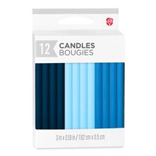 Birthday Candles, Long Thin Shades of Blue (12-Count)