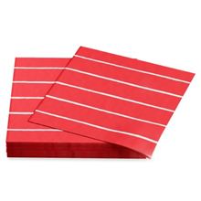 20-Count Beverage Napkins, Stripes on Red