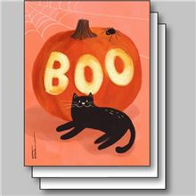 BOO ON PUMPKIN BLACK CAT